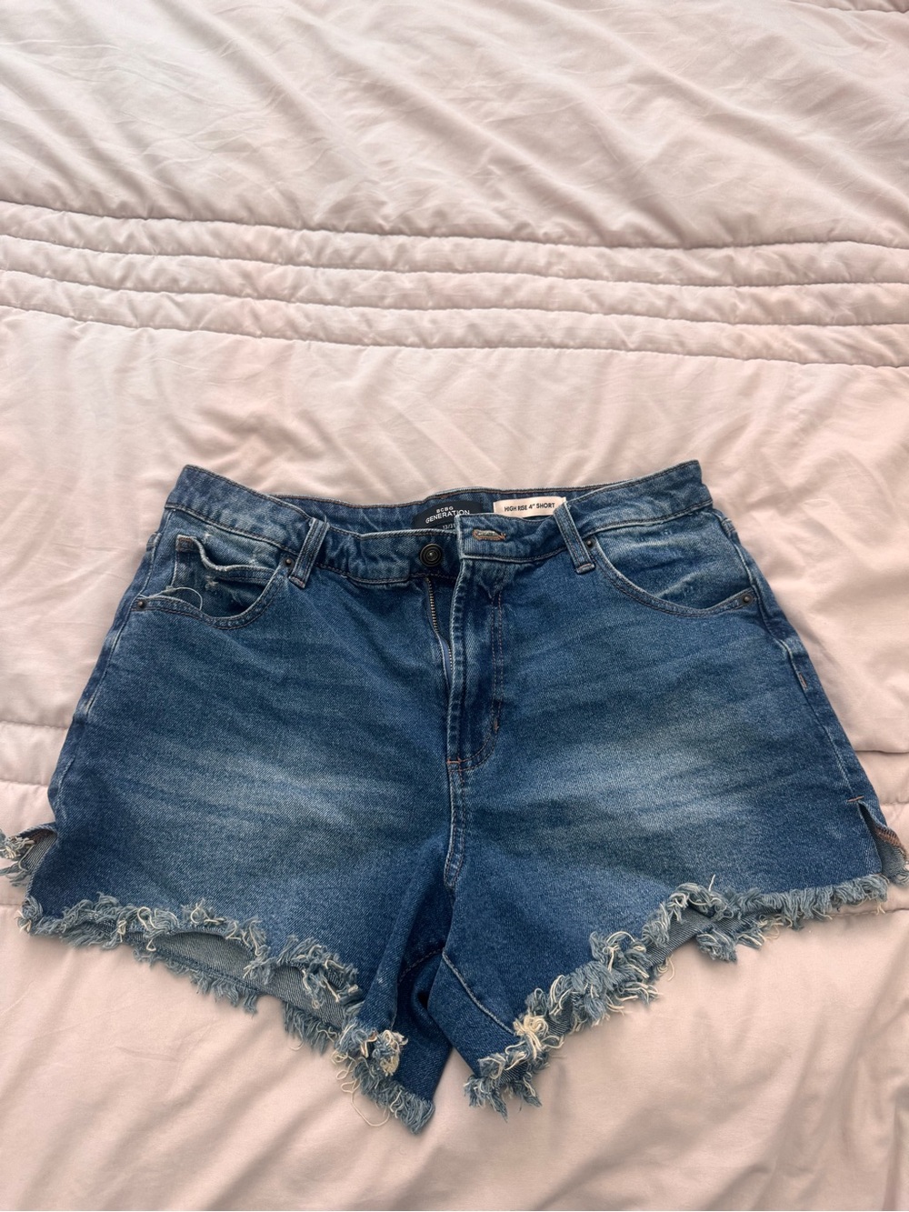 BCBG Medium Blue Distressed Denim Cutoff Shorts